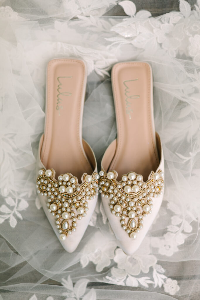 pointed bridals shoes with pearls from lulus