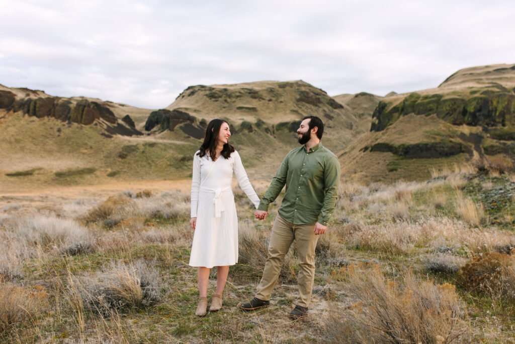 engagement session at Twin Sisters Rock
